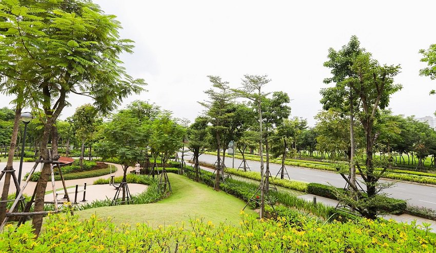 khuôn viên xanh khu đô thị gamuda gardens